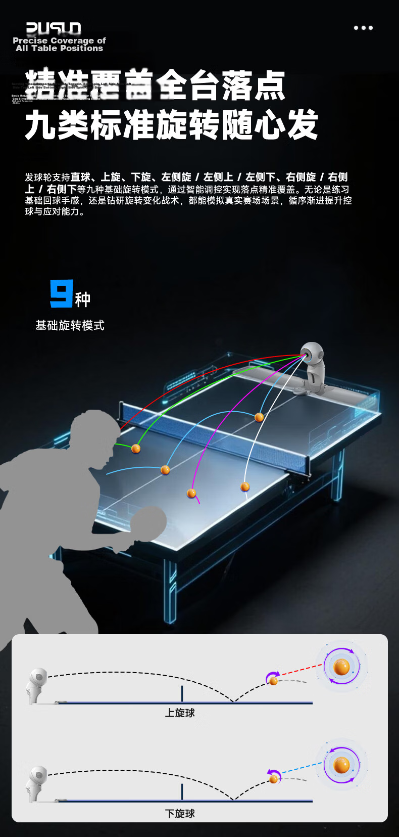 Pusang DORA Smart Table Tennis Ball Launcher Professional Trainer White (150 Balls + Ball Collector Net + Remote Control) 6