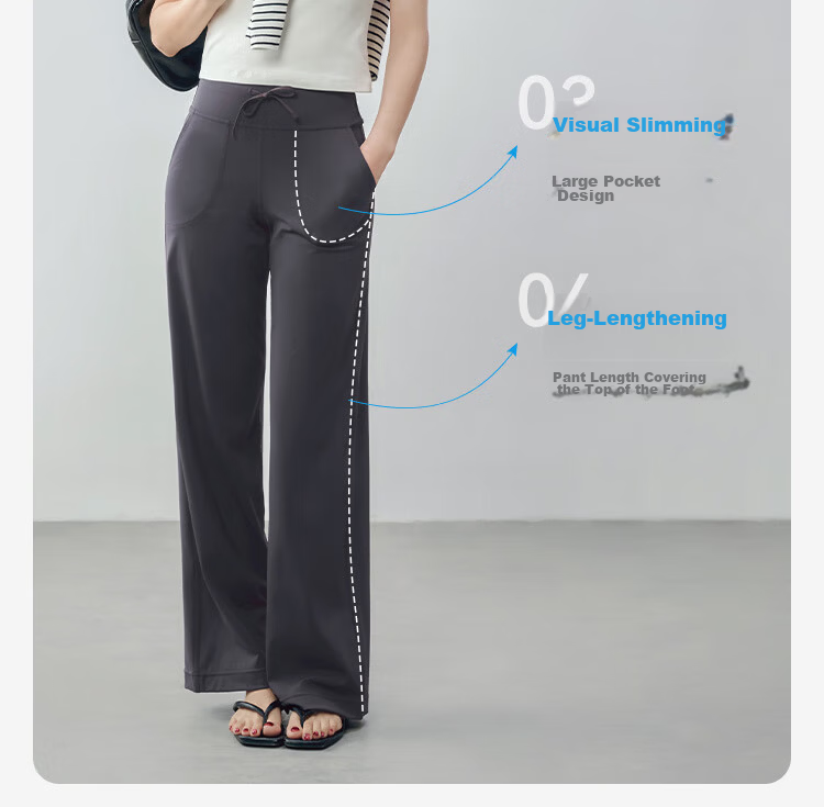 JD Jingzao Women's Casual Straight-Leg Pants 2026 New Loose Slim High-Waist High-Elasticity Pants Black M 7