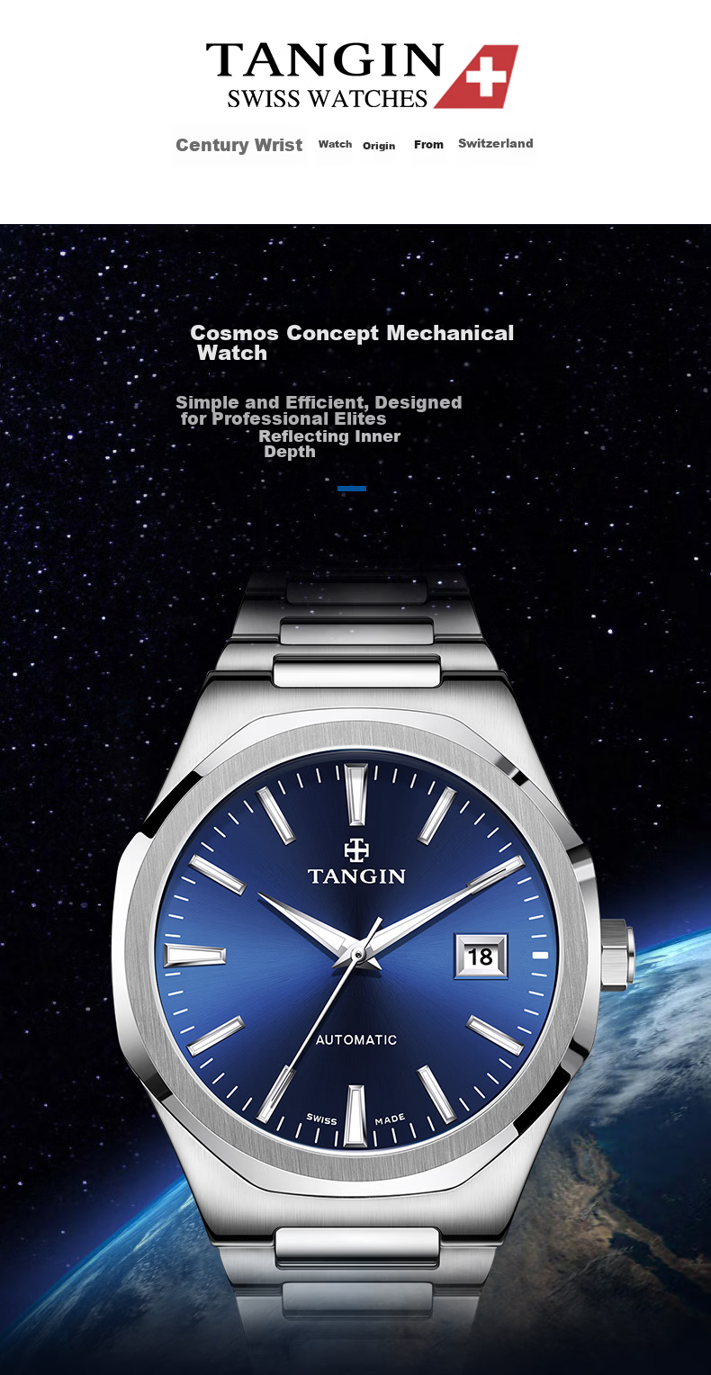 TANGIN Swiss Imported Men's Mechanical Watch Waterproof Luxury Men's Watch Birthday Gift for Men 5
