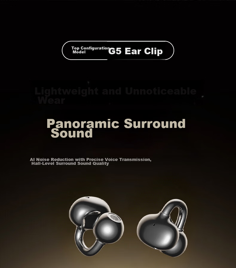 GFFOCUS 2026 Latest Exclusive Waterdrop Bone Conduction Bluetooth Ear Clip Wireless Sports Sweatproof Long Battery Life Earphones for Apple Huawei 4
