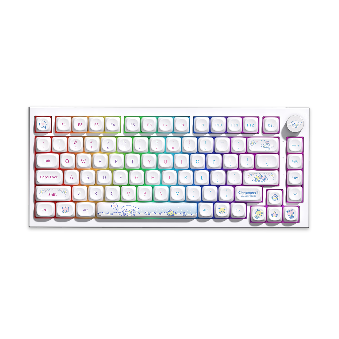 AKKO 5075 V5 Cinnamoroll Collaboration, Tri-Mode Wireless Mechanical Keyboard, 82 Keys, E-Sports Gaming Keyboard, Customizable, High Aesthetic Value, Office Keyboard, Bluetooth And Wired Connection, Gasket Structure