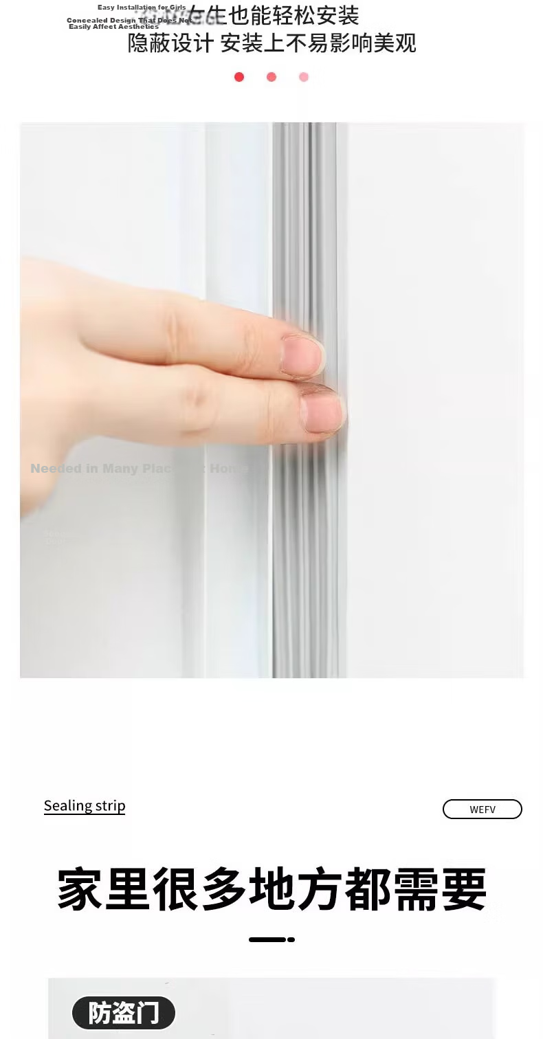 Xuanjia Mital Door and Window Gap Sealing Strip Glass Door Gap Windproof Soundproof Waterproof Adhesive Strip 9