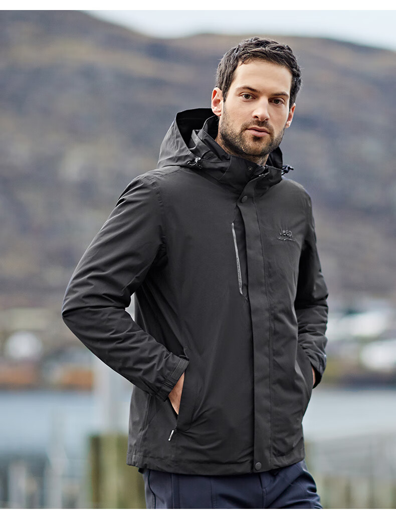 Jeep Outdoor Jacket for Men And Women, Three-In Fleece Windproof Waterproof Couple's Coat with Detachable Layers, Cold-Resistant Mountaineering Suit, 2XL 18