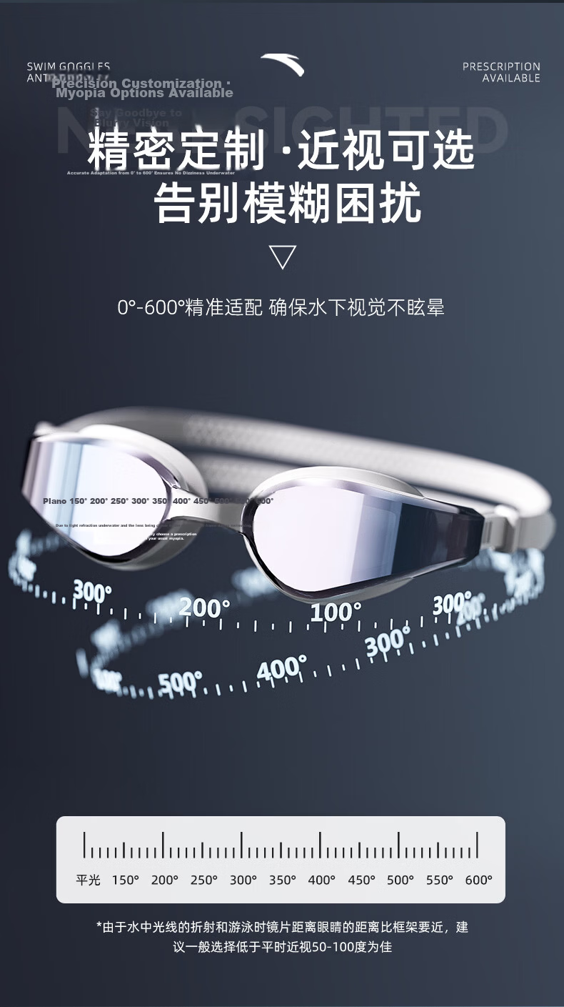 ANTA Swimming Goggles Unisex HD Coated Anti-Fog Professional Advanced Racing Swim Eyewear Black Flat Lens 3