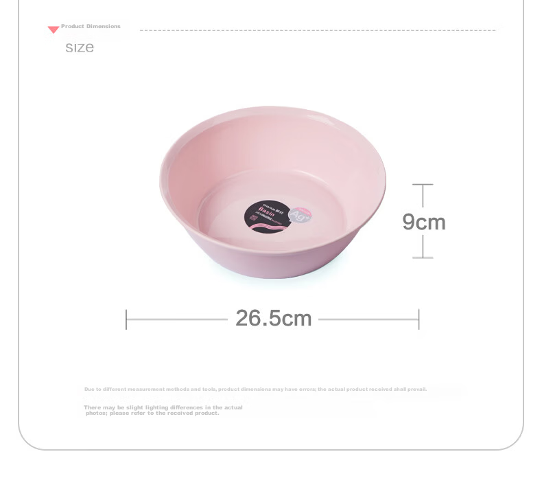 Chahua Antibacterial Wash Basin 26.5cm Large Plastic Face Washing Basin Laundry Basin Baby Diaper Washing Basin Pink 4