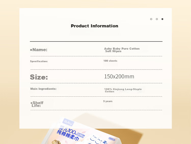 Auby Cotton Soft Wipes Baby 100% Pure Cotton Face Cleaning Towels Disposable Dry and Wet Dual-use 80 Sheets 6 Packs 24
