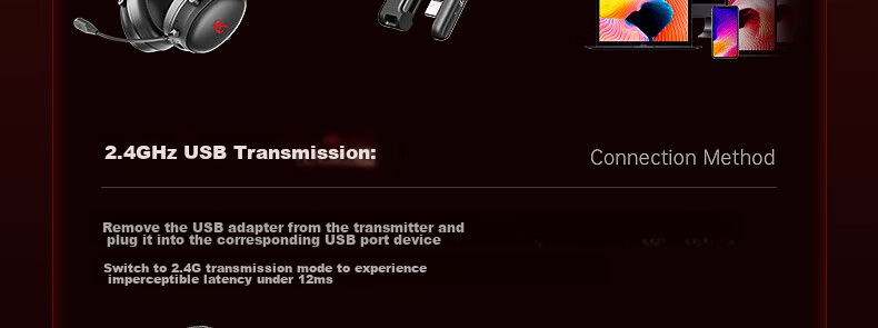 IKF V11 Pro 7.1 Quad-Mode Wireless Gaming Headset Over-Ear 7.1 Surround Sound Bluetooth Wired Esports Delta FPS Valorant Positioning Cranberry Red 24