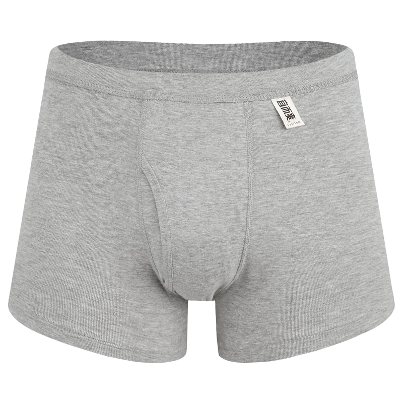 Yiershuang Premium Xinjiang 100% Cotton Ribbed Boxer Briefs for Men, Solid Color, Large Size
