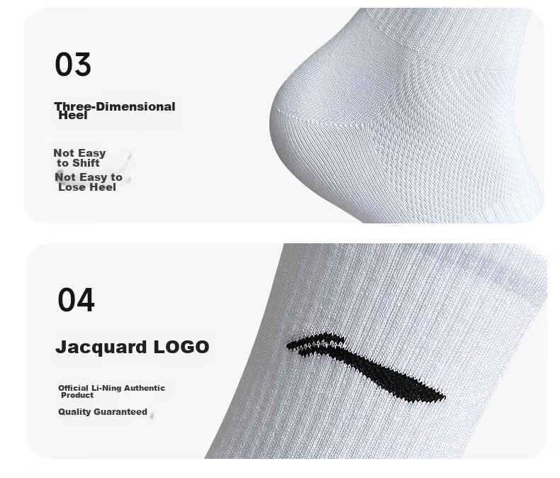 LI-NING Unisex Summer Socks (3 Pairs) Mid-Calf Sports Socks Youth Anti-Odor Breathable Badminton Running Socks 16