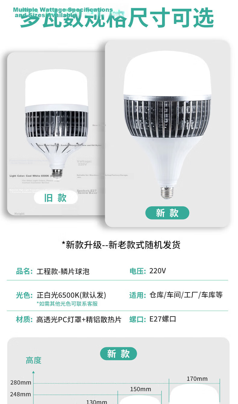 Xiangzhe LED Bulb Household Energy-Saving Super Bright High Power Indoor Lighting Factory Commercial Screw Base 85W-E27 14