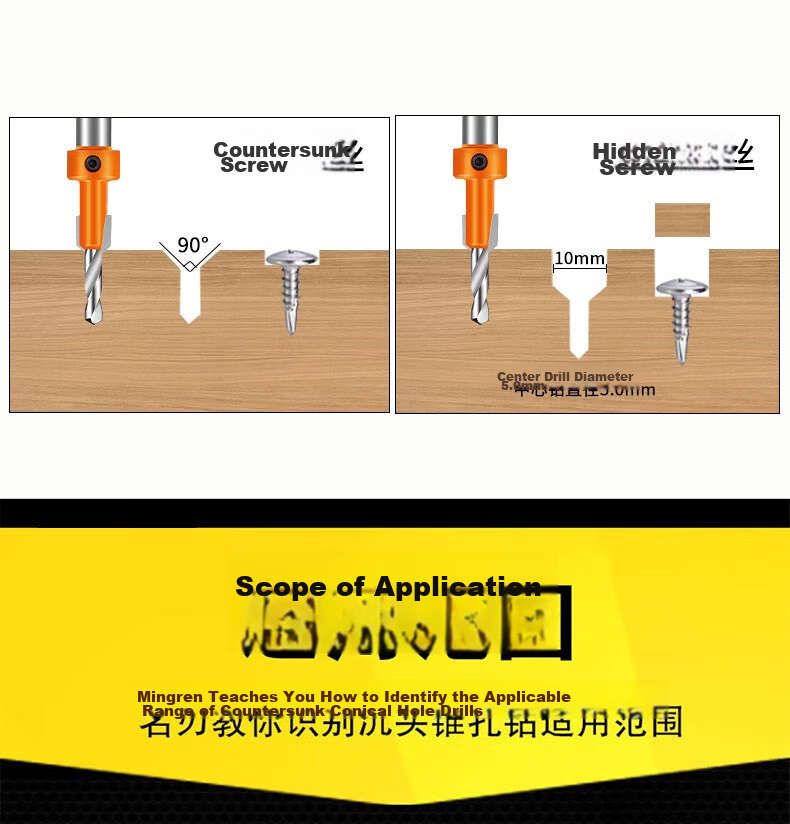 Yanran Woodworking Limited Depth Countersink Drill Bit Expansion Pilot Drill Bit [8*3.2mm] + 1pc 3.2mm Center Drill 4