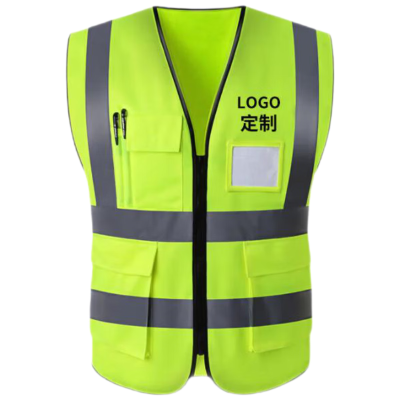 Baige Reflective Vest Breathable Construction Traffic Warning Sanitation Safety Vest Multi-pocket Zipper Style CW566564