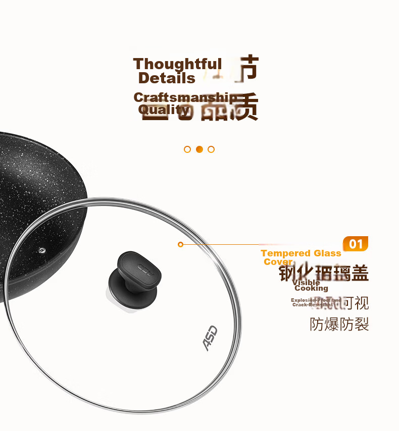 ASD Wok, Maifanshi Color Non-Stick Flat Bottom Lightweight Stir-Fry Pan, Compatible with Gas And Induction Cooktops, 30cm CL30S31WG 14