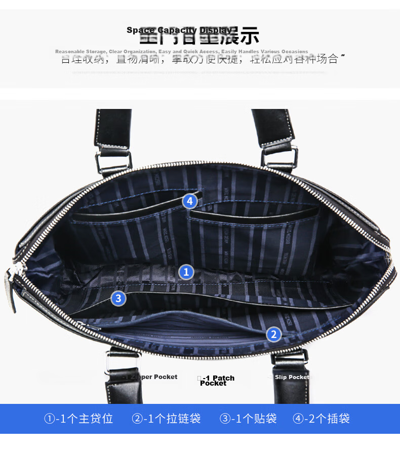 American Bison Business Briefcase Men’s Travel High-End First Layer Cowhide Minimalist Handbag Horizontal Style 8