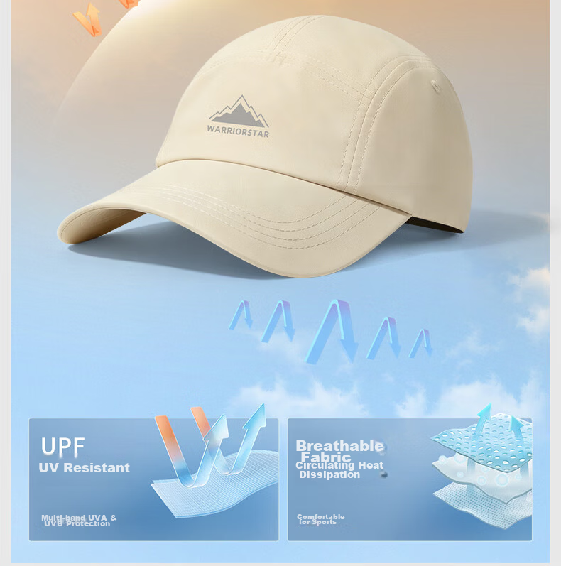 Warrior Men's Baseball Cap New Sports Sun Protection Hat Sunshade Hiking UV Protection Duckbill Cap Sun Hat 11