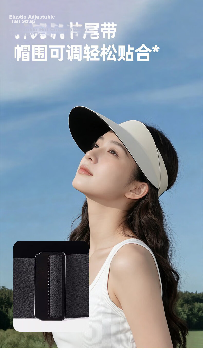 Langsha Women's Summer Sun Protection Hat Open Top UV Shield Foldable Seamless Integrated Sun Hat Beige 8