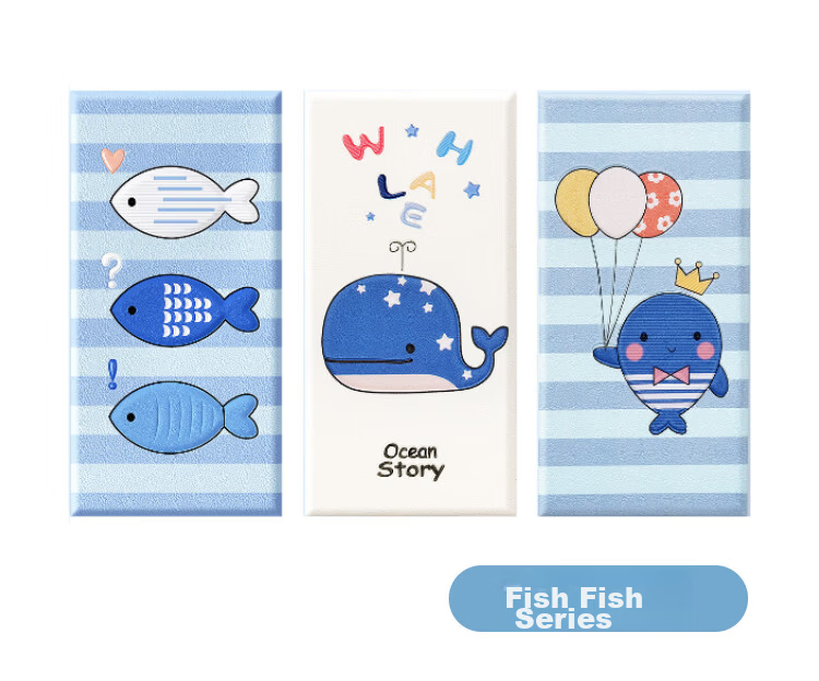 9i9 Thickened Anti-Collision Wall Stickers Soft Pack Children's Room Bed Surround Headboard Bumper Self-Adhesive Wallpaper 3-Pack A18 Ocean 14
