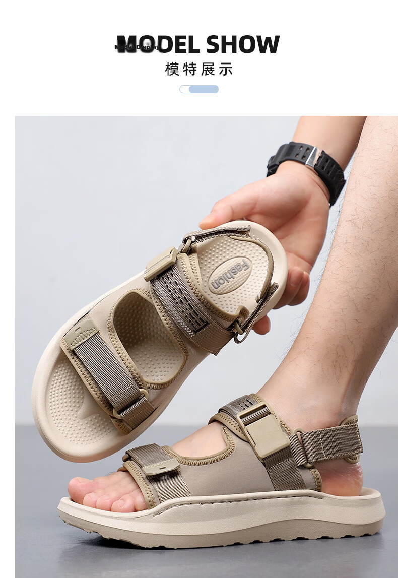 MEXICAN Spring Summer New Men's Sandals Beach Shoes Slippers Breathable Black Size 39 11