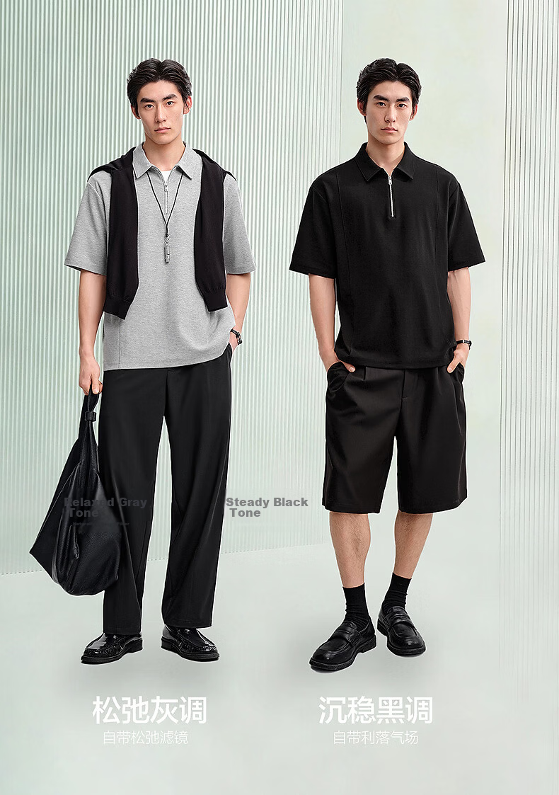 Peacebird Men Polo Shirt BACOG222D Black First Batch 2XL 13