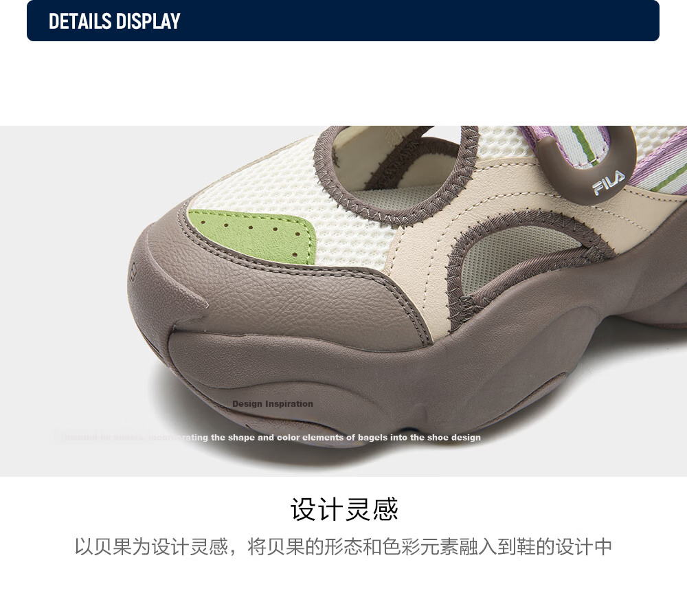 FILA Bagel Sandals Women's Sports Sandals 2026 Summer New Breathable Thick-Soled Beach Sports Shoes 38