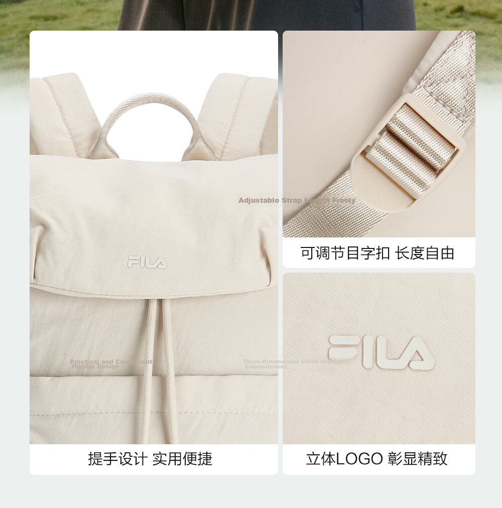 FILA Han So-hee Style Official Women's Summer Macaron Multi-Pocket Backpack School Bag Casual Bag 8