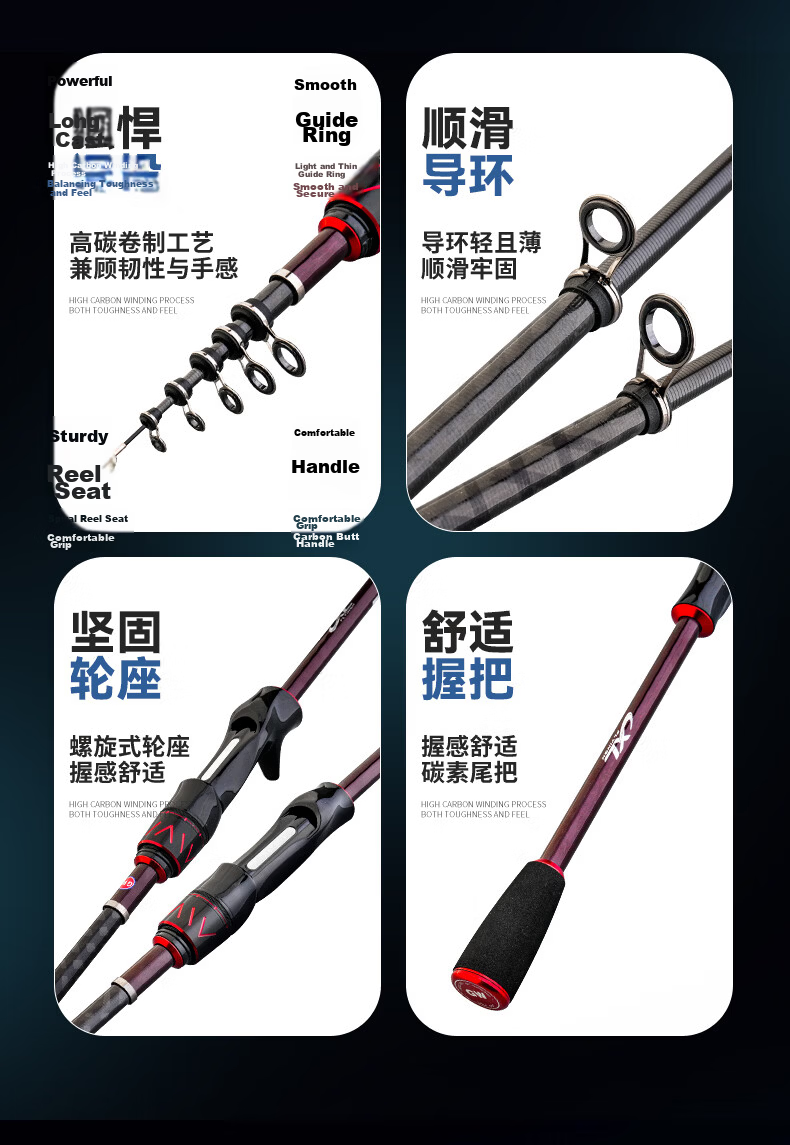 GW 1.5m Straight Handle Xianglin Telescopic Lure Rod ML Medium Light Versatile Short Section Lure Fishing Rod for Mandarin Fish Fishing Gear 2