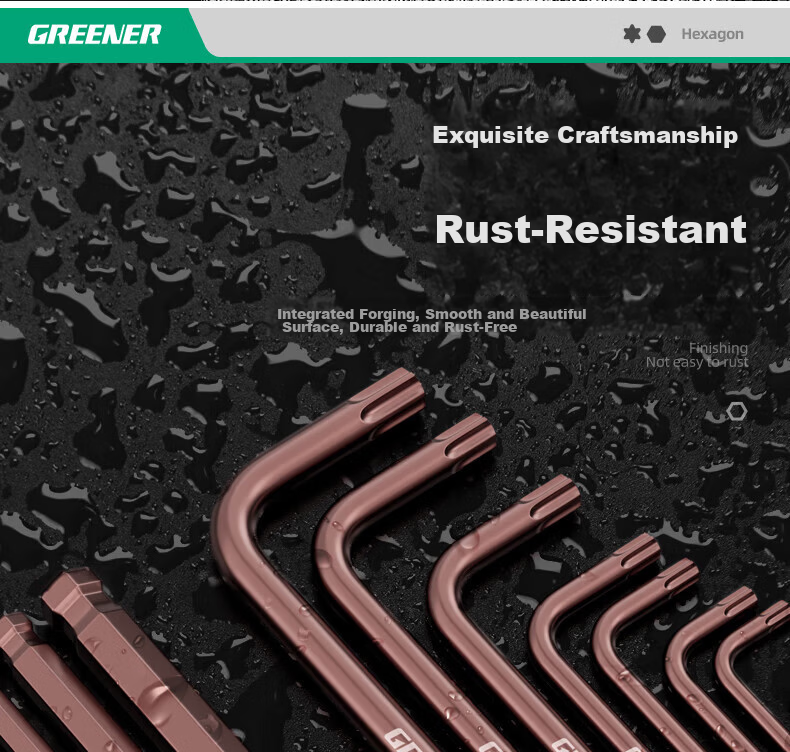 GREENER Hex Key Wrench Set High Hardness Strong Magnetic 6-Point Screwdriver Universal Hex Wrench Extended Star Hex Key 8