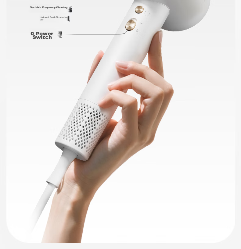 CONFU High-Speed Hair Protection Blower, Hollow Bladeless Household Model, High-Power Strong Airflow Quick-Drying Plasma Non-Damaging Hair Electric Hair Dryer, Birthday Gift, F9 Star Gray 24