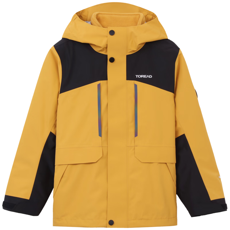 TOREAD 2024 New Children's Outdoor Jacket, Fleece-Lined Windproof Breathable Coat QAWWBM93261 Frost Grass Yellow 170