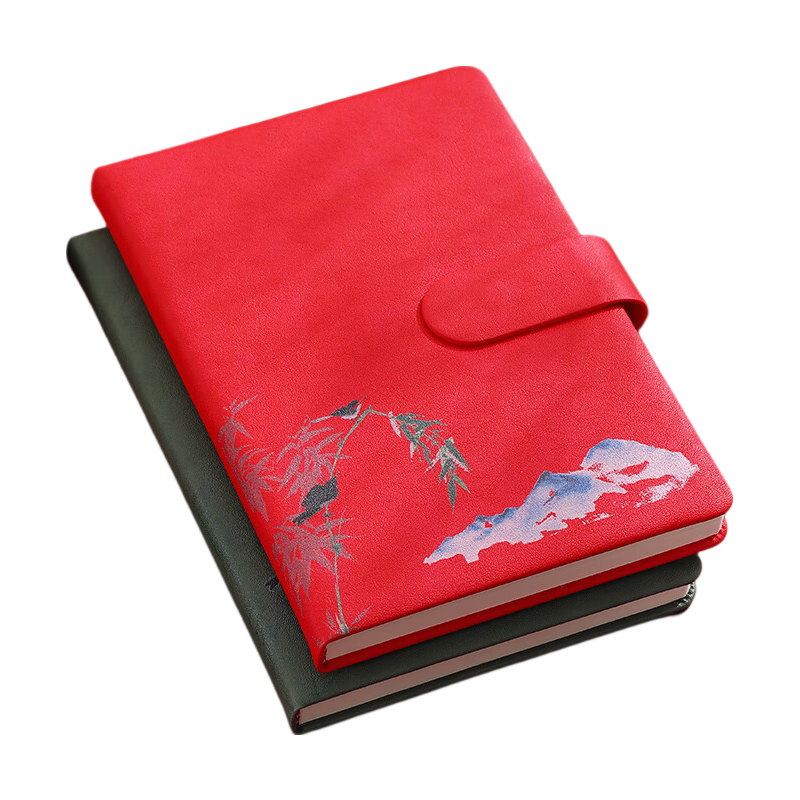 Faramon National Trend Notebook, Thick Vintage Chinese Style Journal, A5 High-Quality Business Office Meeting Record Book, Gift for Teachers And Classmates, Souvenir, Customizable, Red