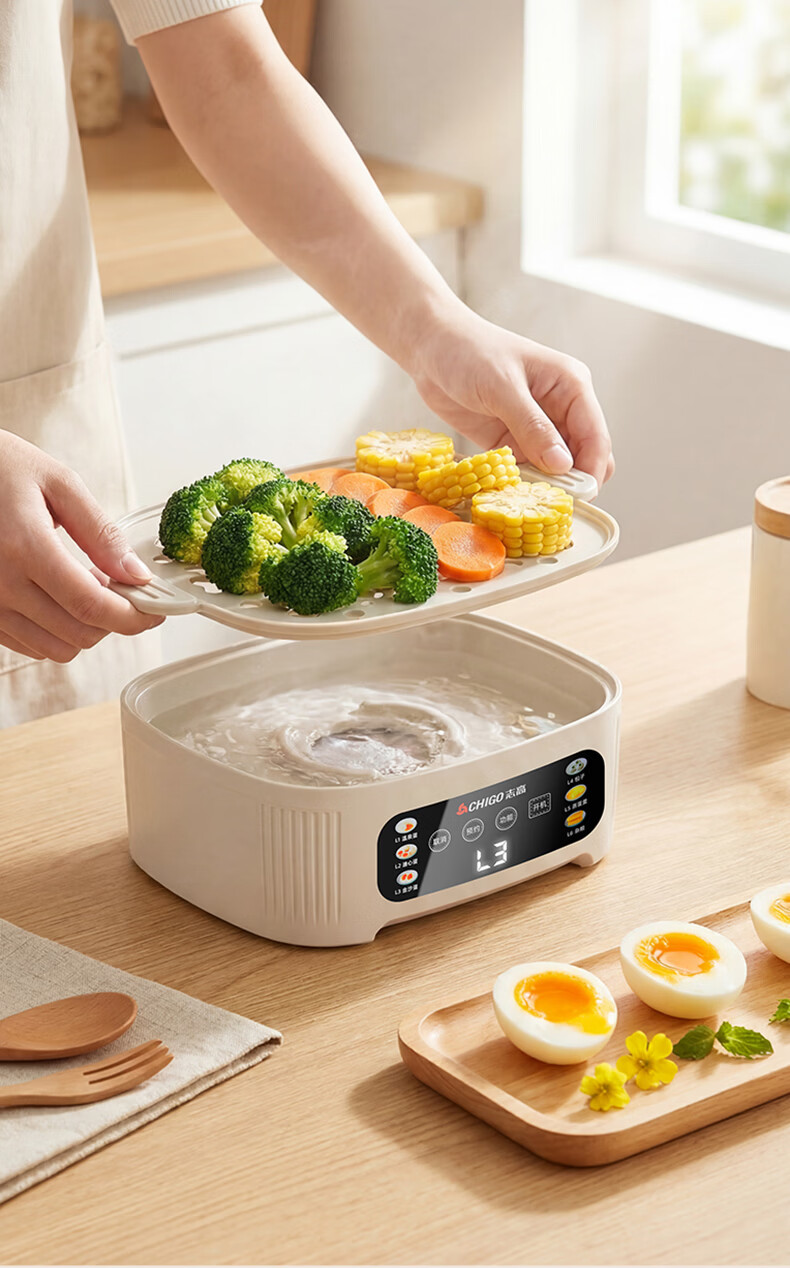 CHIGO Egg Cooker Double-Layer Steamer Smart Timer Auto Power-Off 2026 Model Breakfast Steamed Egg Machine JPZDQ859 27