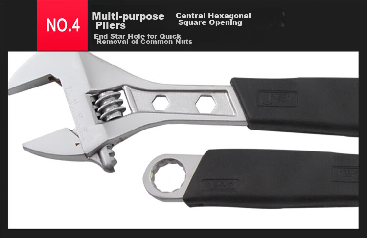 JETECH Adjustable Wrench Soft Handle Open-End Wrench Multi-Functional Universal Household Plumbing Wrench 12 Inch AWS-12 5