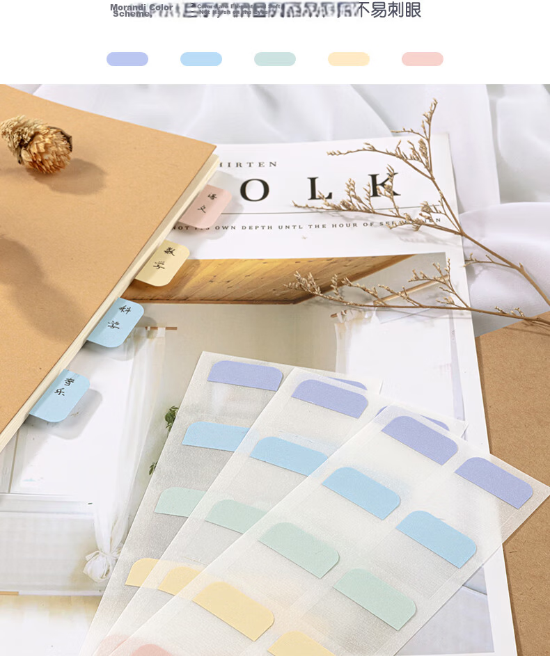 Deli 80pcs Medium Index Sticky Notes Label Tags Exam Study Key Point Classification Memo Notes 25*28mm 21535 13