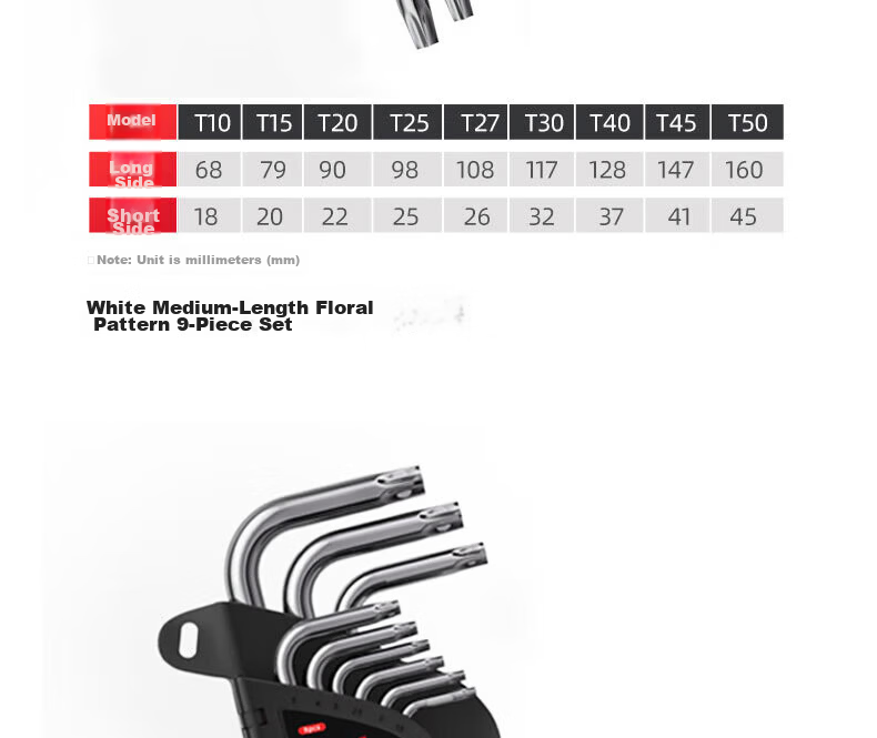 Delixi Electric Hex Key Wrench Set Hardware Repair Tools Hex Screwdriver S2 Steel 9-Piece Extended Flat/Ball Head 28