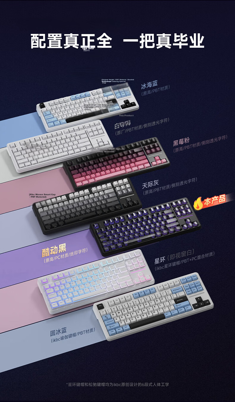 Ikbc Answer 87 Three-Mode Mechanical Keyboard 87 Keys Gaming Keyboard Office Typing Good Feel Cool Black Mahjong Switch 45g 3