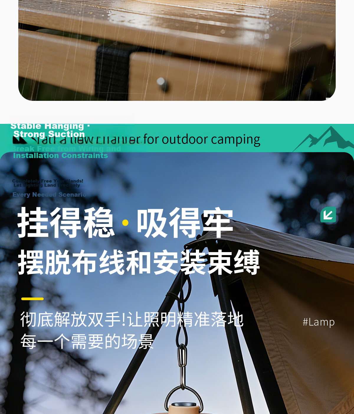 MAX LOAD Rechargeable Outdoor Super Bright LED Tent Hanging Light Night Market Camping Household Bulb Lamp 18