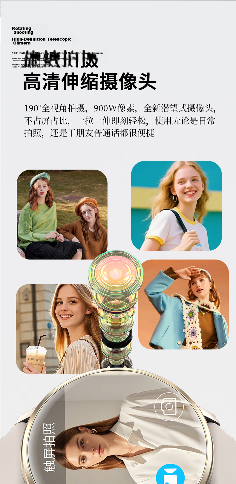 YMOYM Women's Luxury Smart Phone Watch with 5G Video, WeChat, SIM Card, AI Navigation for Students and Adults 8