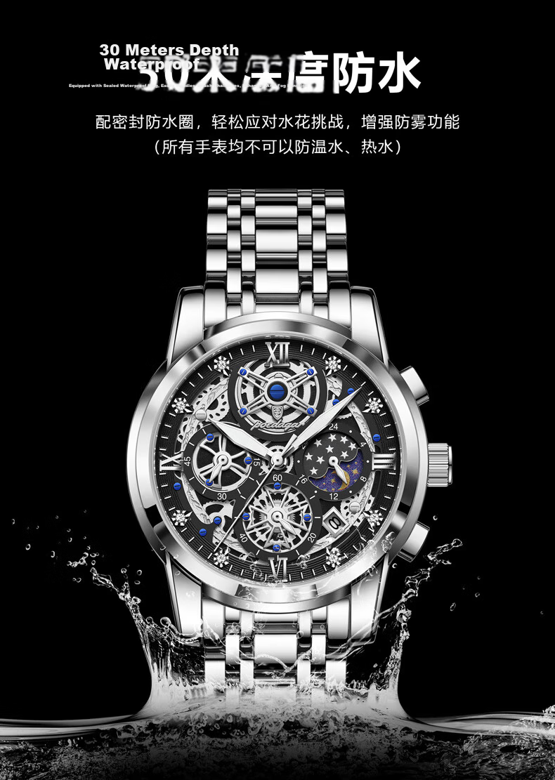 GEORGCOUNT Swiss Business Men's Watch Fully Automatic Waterproof Skeleton Mechanical Quartz 2025 New Luxury Men's Watch 9