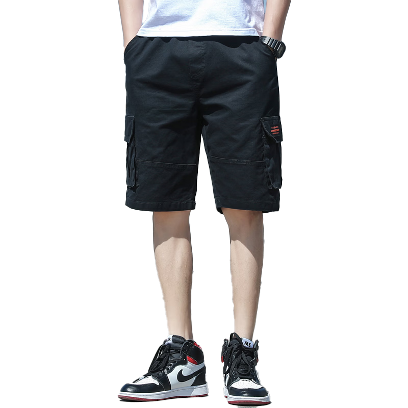 Baleno Men's Summer Thin Cotton Loose Cargo Shorts Casual Trendy Straight-Leg Mid-Length Pants