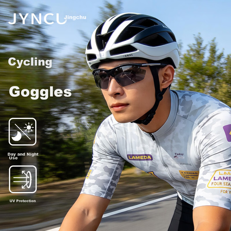 Jingchu Cycling Glasses Men Windproof Protective Goggles Photochromic Day and Night Sports Sunglasses for Running Hiking
