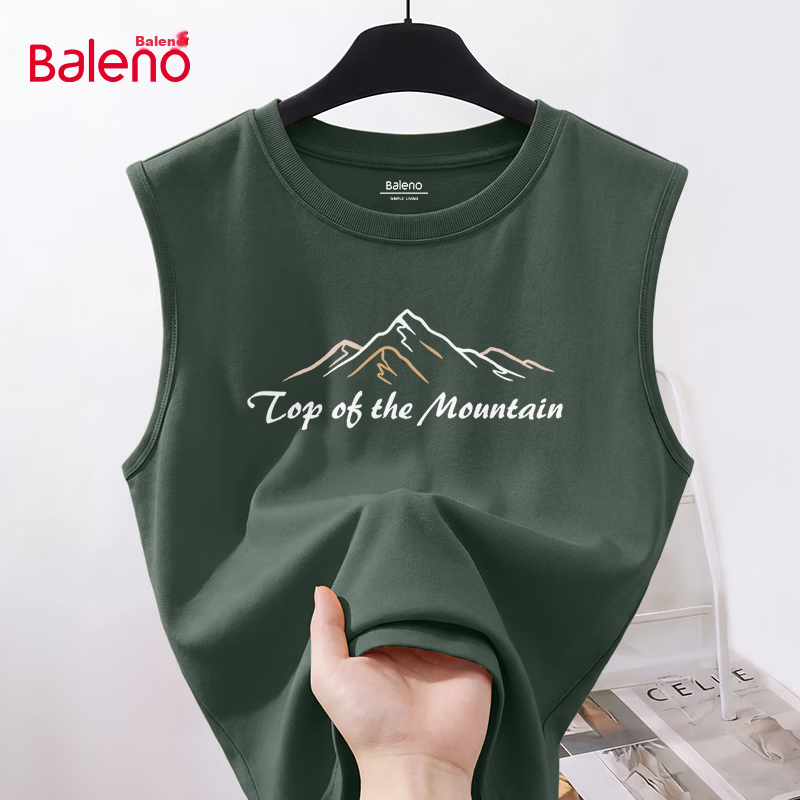 Baleno American Style Sleeveless Vest Men 2026 Summer Heavyweight Cotton Men's Fitness Sports Tank Top Youth Plus Size Sweatshirt 24