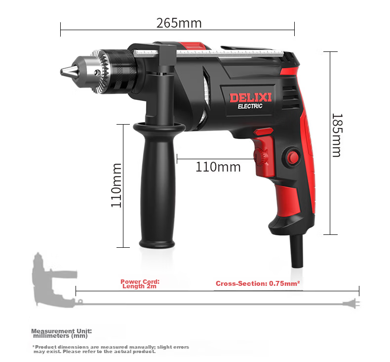 DELIXI ELECTRIC Multi-Function Electric Hammer Drill Heavy-Duty Concrete Industrial Grade 1050W 16