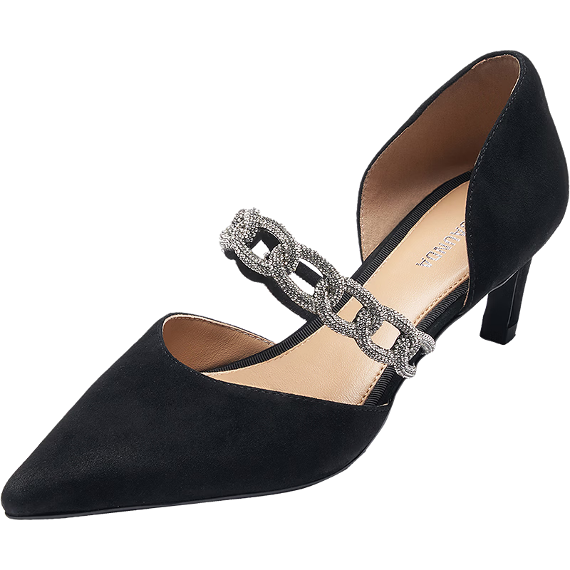Le Saunda Summer New Queen of Speed French Style Pointed Toe Lambskin Stiletto Sandals Women 7M57701 Hepburn Black BKS34