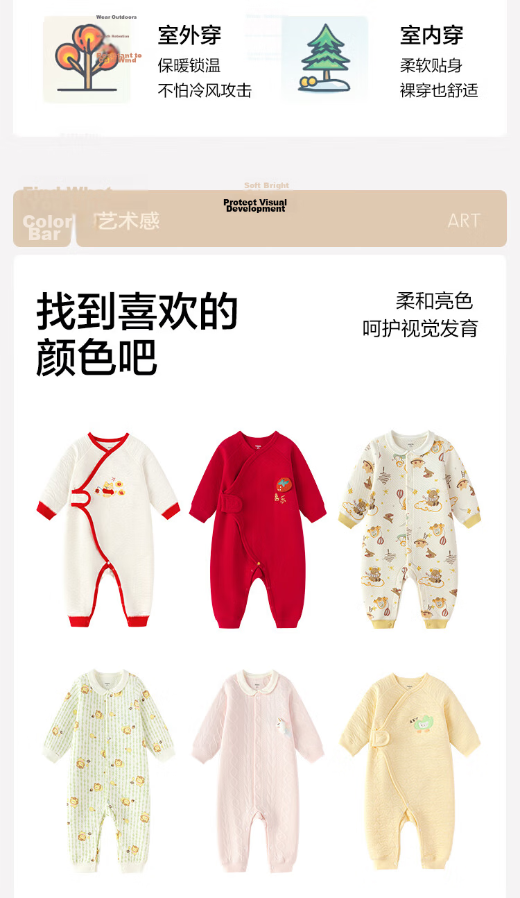 BALABALA Children's Clothing, Baby Romper, Newborn Full Moon Crawling Suit, Padded Thickened Cute Onesie for Boys And Girls 11