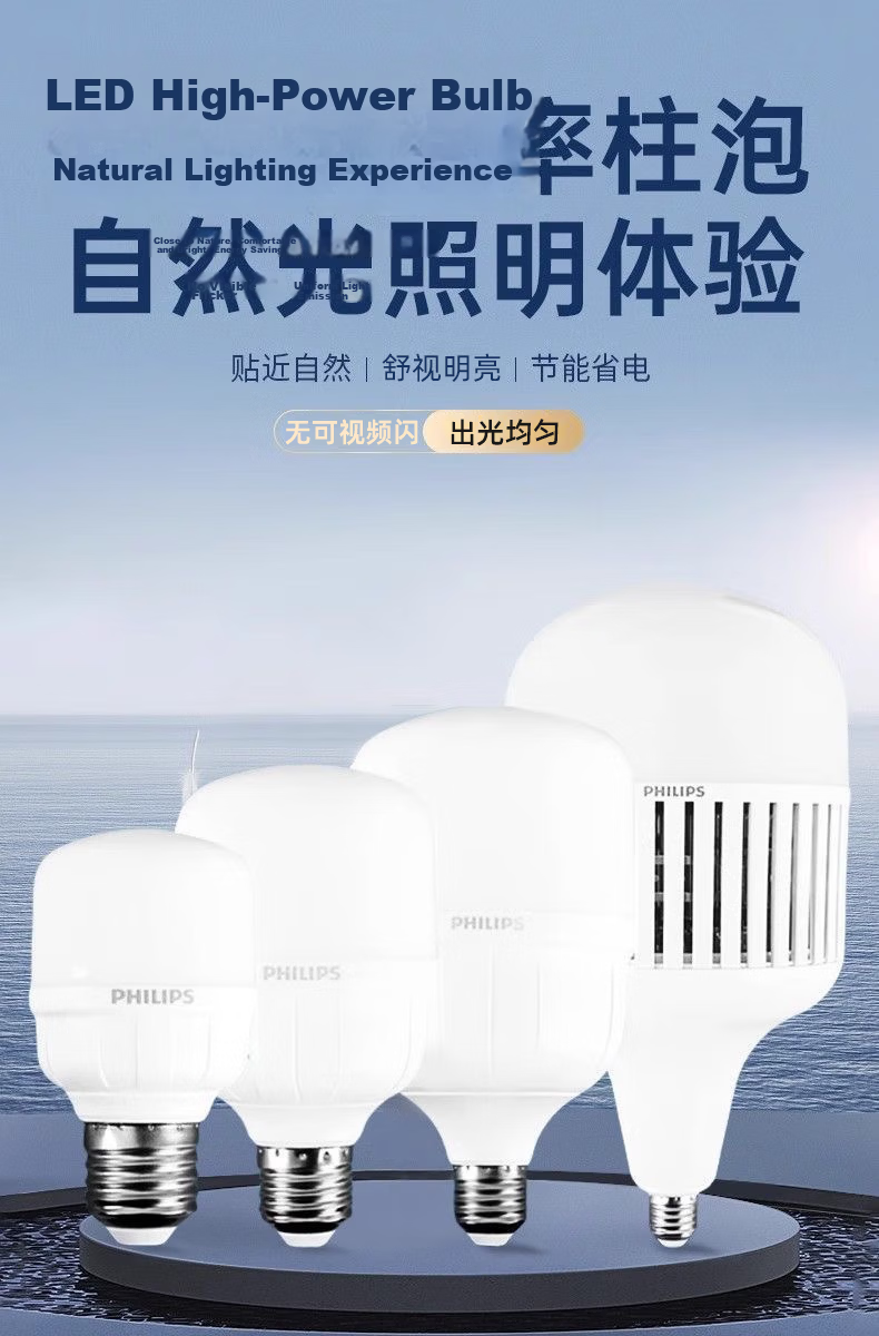 PHILIPS LED High Power Cylindrical Bulb High Brightness Warehouse Bulb High CRI E27 Screw Base Bulb [30W - Cool White 6500K] Single Pack 2