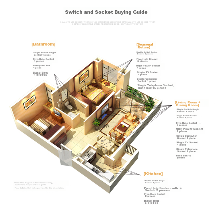 BULL Switch Socket G36 Series Three-Way Double Control Switch G36K312, Space Gray, Concealed Installatio 20