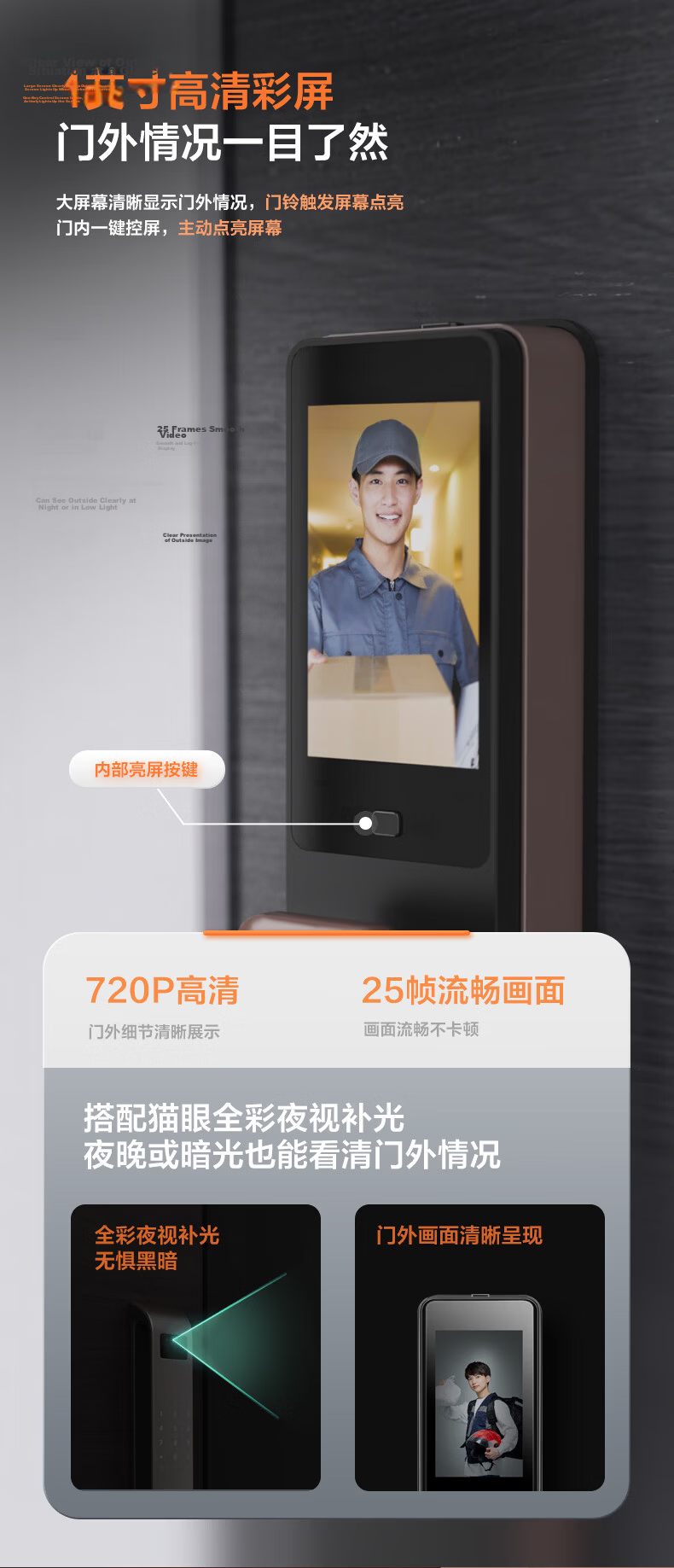 Panasonic Smart Door Lock 3D Facial Recognition Visual Peephole Large Screen Password Lock Finger Vein Electronic Lock EMW8115G 7