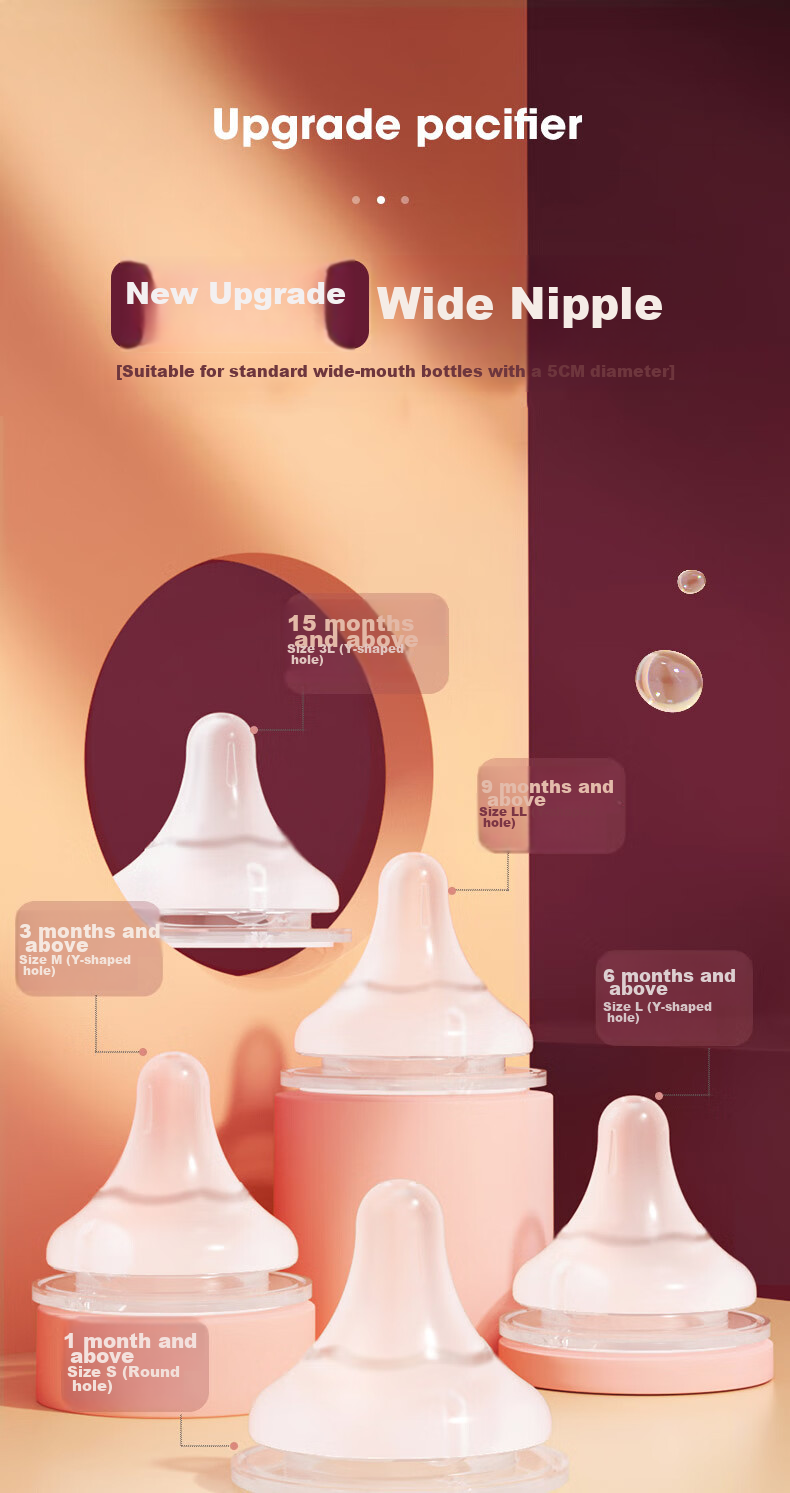 Anpei Universal Wide-Neck Nipple, Breast-Like Feel, for 15 Months And Above (Suitable for Haozai/Jikang/Pigeon) 2