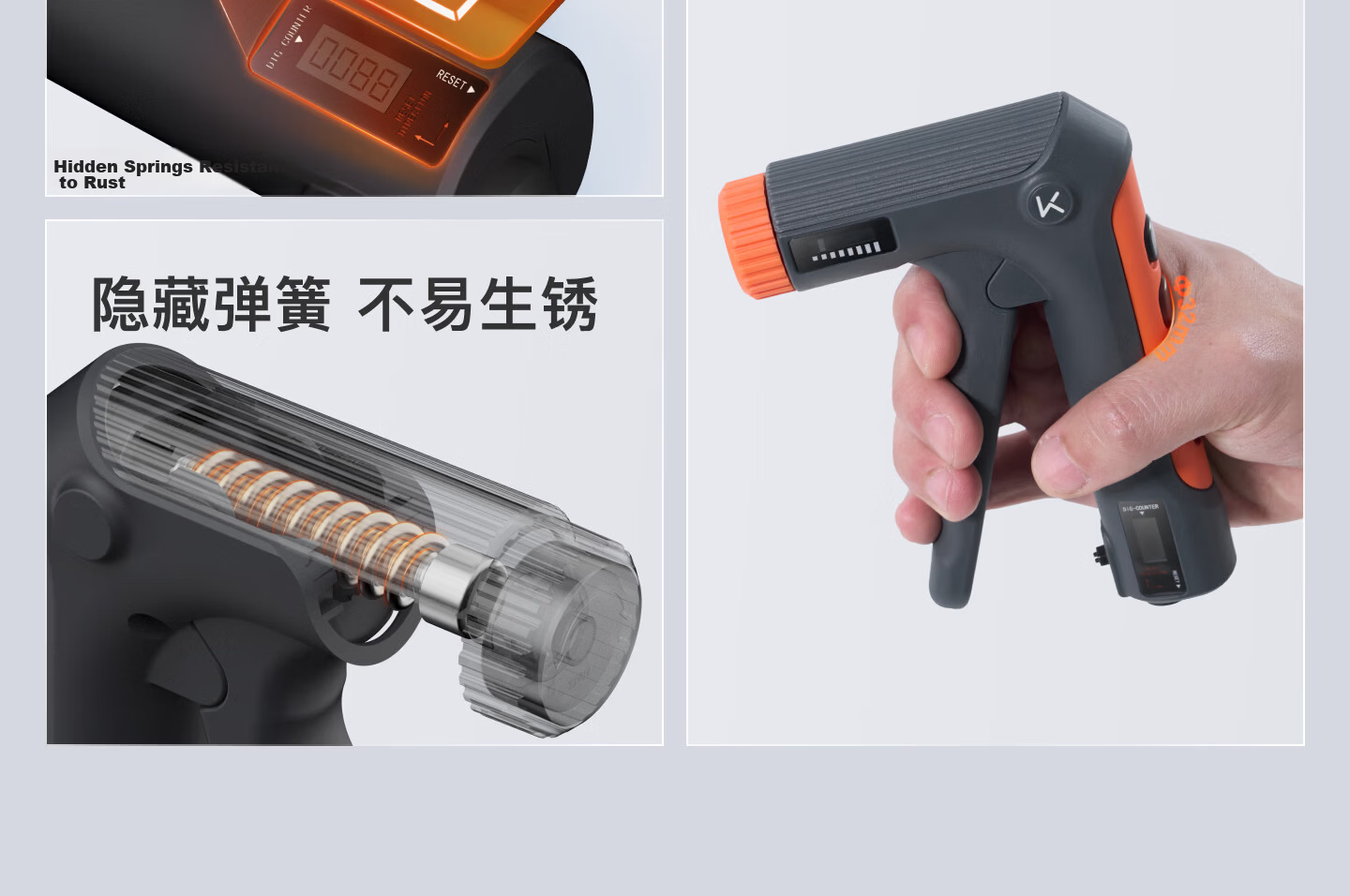 Keep Adjustable Hand Grip Strengthener Ergonomic Dual-Function Finger Training Vitality Orange 4