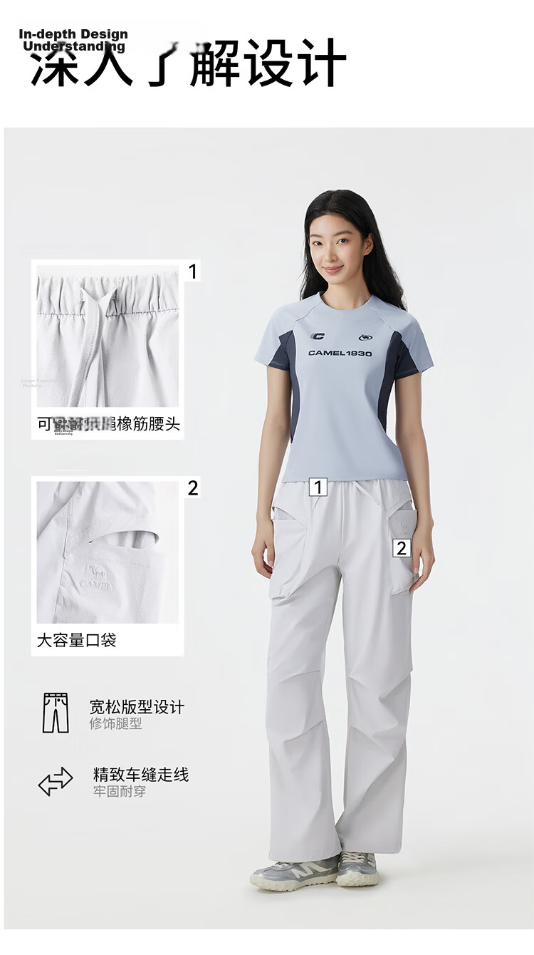 CAMEL [Dilraba Dilmurat Edition] Quick-Dry Cargo Pants 26 Summer Hiking Casual Sun-Protective Breathable Cooling Outdoor Pants 4